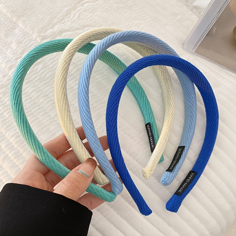 Image of 4pcs Morandi Color Headband Versatile For Going Out, Press Hair Hoop, New Style For Washing Face, Hair Additions/dress Up/headband/hair Additions