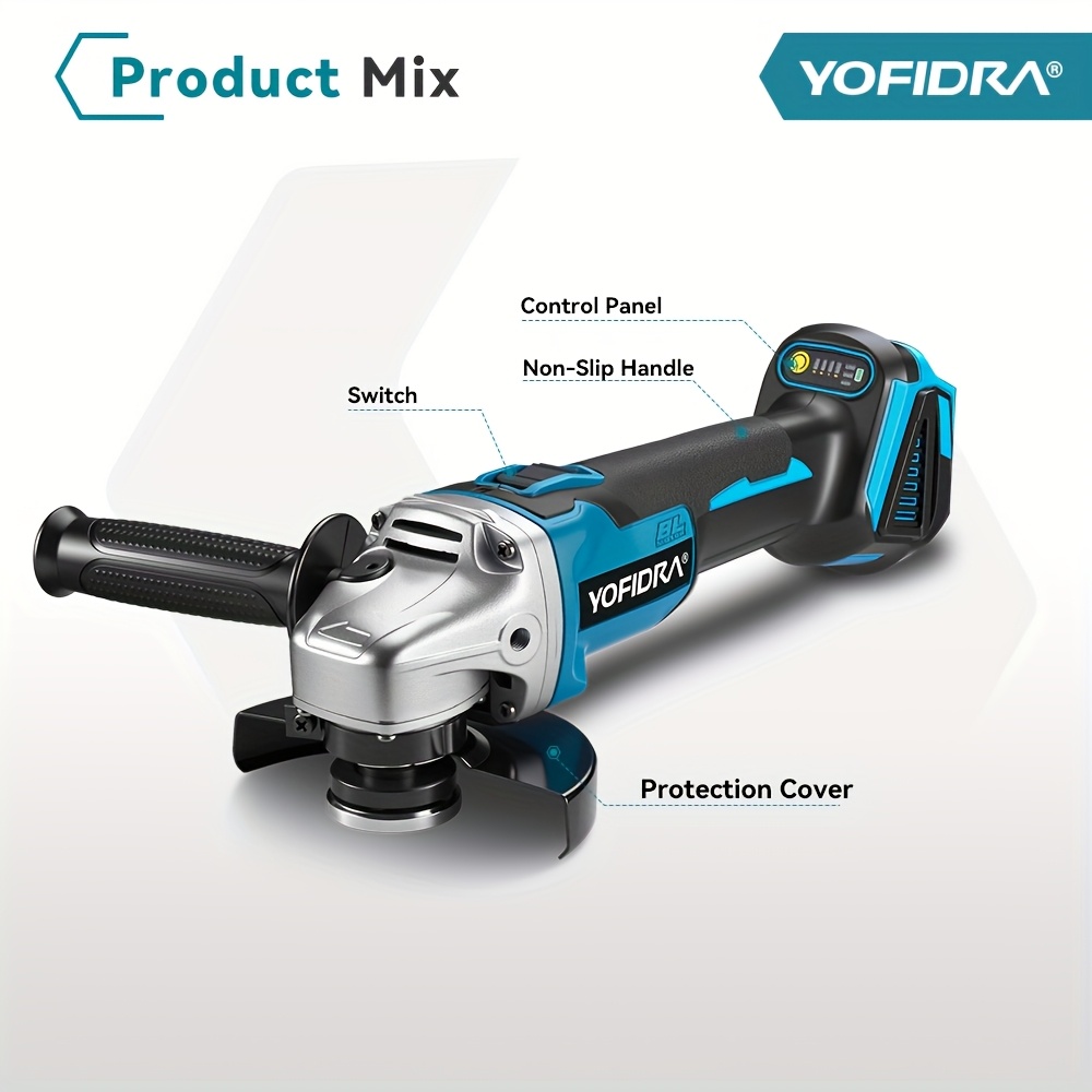 2000W Borstelloze Elektrische Haakse Slijper, 125mm Metalen Hout Slijpen en Polijsten Elektrisch Gereedschap Set