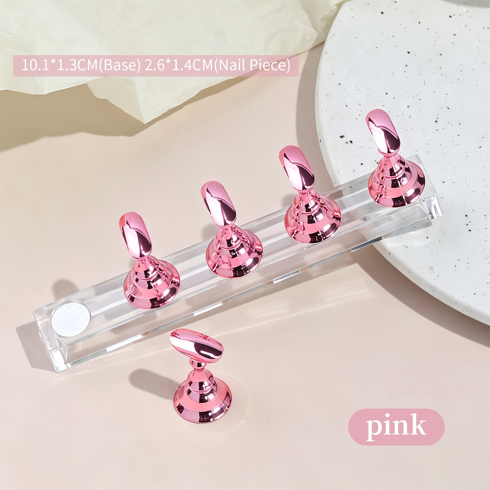 TEMU 1 Set Magnetic Nail Practice Stand With Clear Acrylic Base, Reusable Nail Art Display Holders, False Nail Tip Training Stands For Diy Manicure