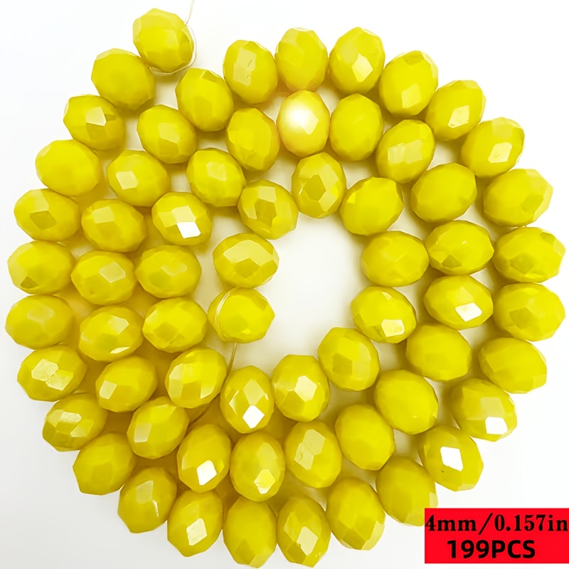 TEMU 199-teiliges Set für DIY-Schmuckherstellung – 199-teilige Porzellan-gelbe Glas-Schleifscheibenperlen, 4-8 mm facettierte kugelförmige Perlen in