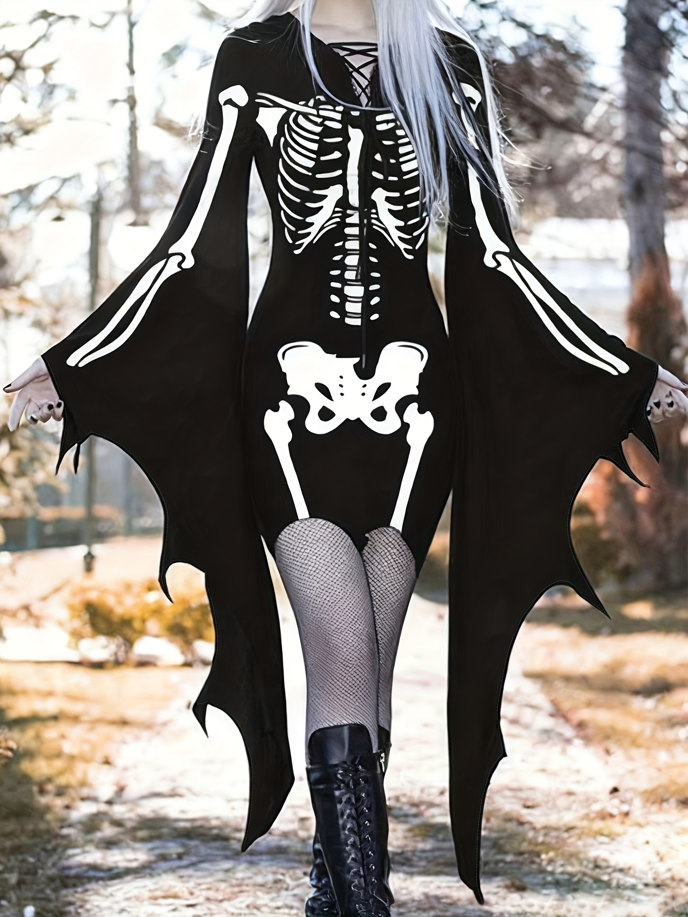 slim fit dress slacks Ghastly Siren Skeleton Mermaid Dress main image 0