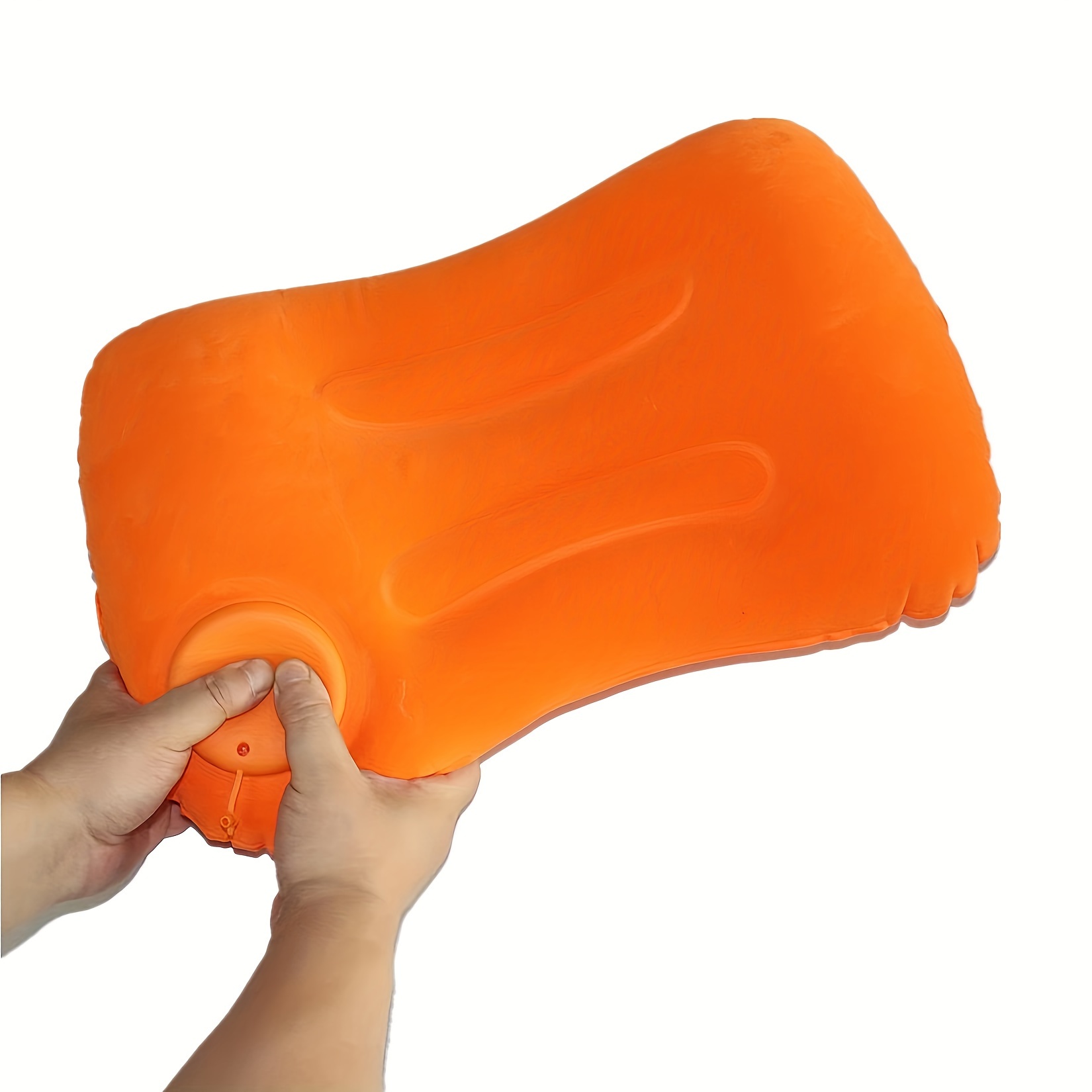TEMU 1pc Square Plush Inflatable Pillow, Portable Neck Support Cushion With Self-inflating Function, Suitable For Outdoor Travel And Camping