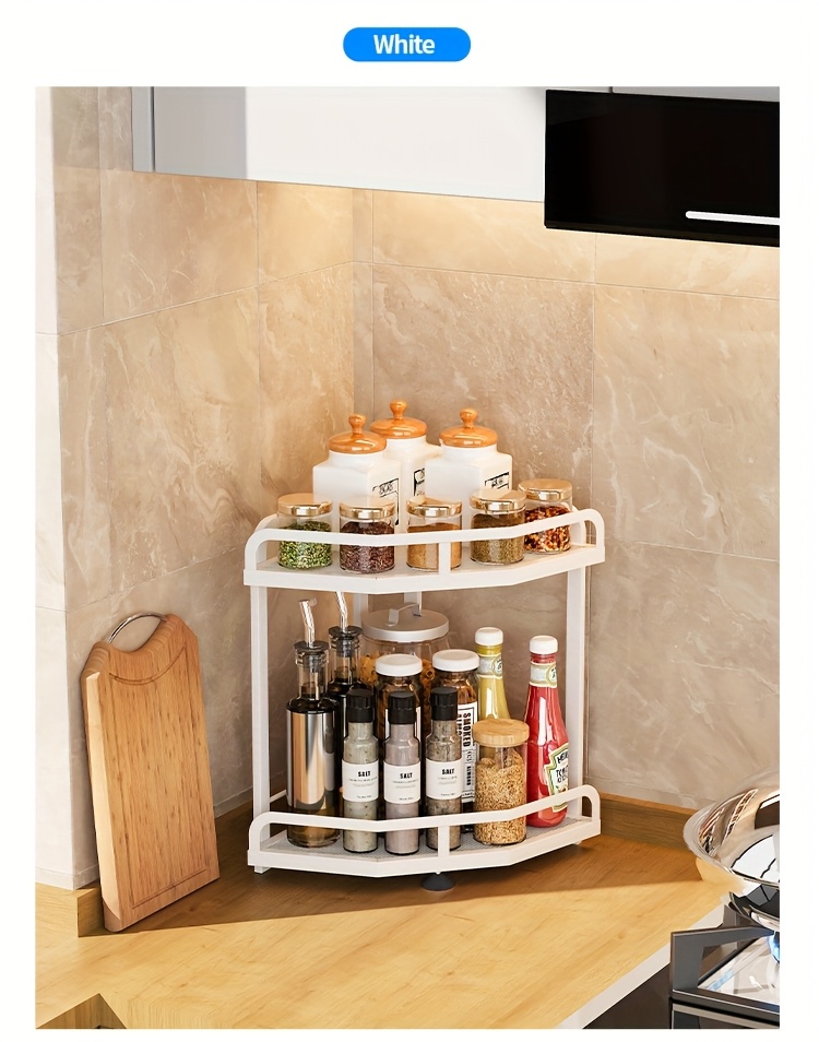 1pc modern metal countertop storage rack space saving multifunctional corner organizer with suction cups for kitchen accessories kitchen organizers and storage Product details 9