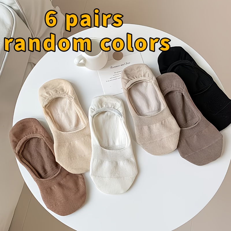 E-shop Zufällige 6 Paar einfarbige Damen-Bootssocken, bequeme rutschfeste unsichtbare Frühlings-Sommer-Socken