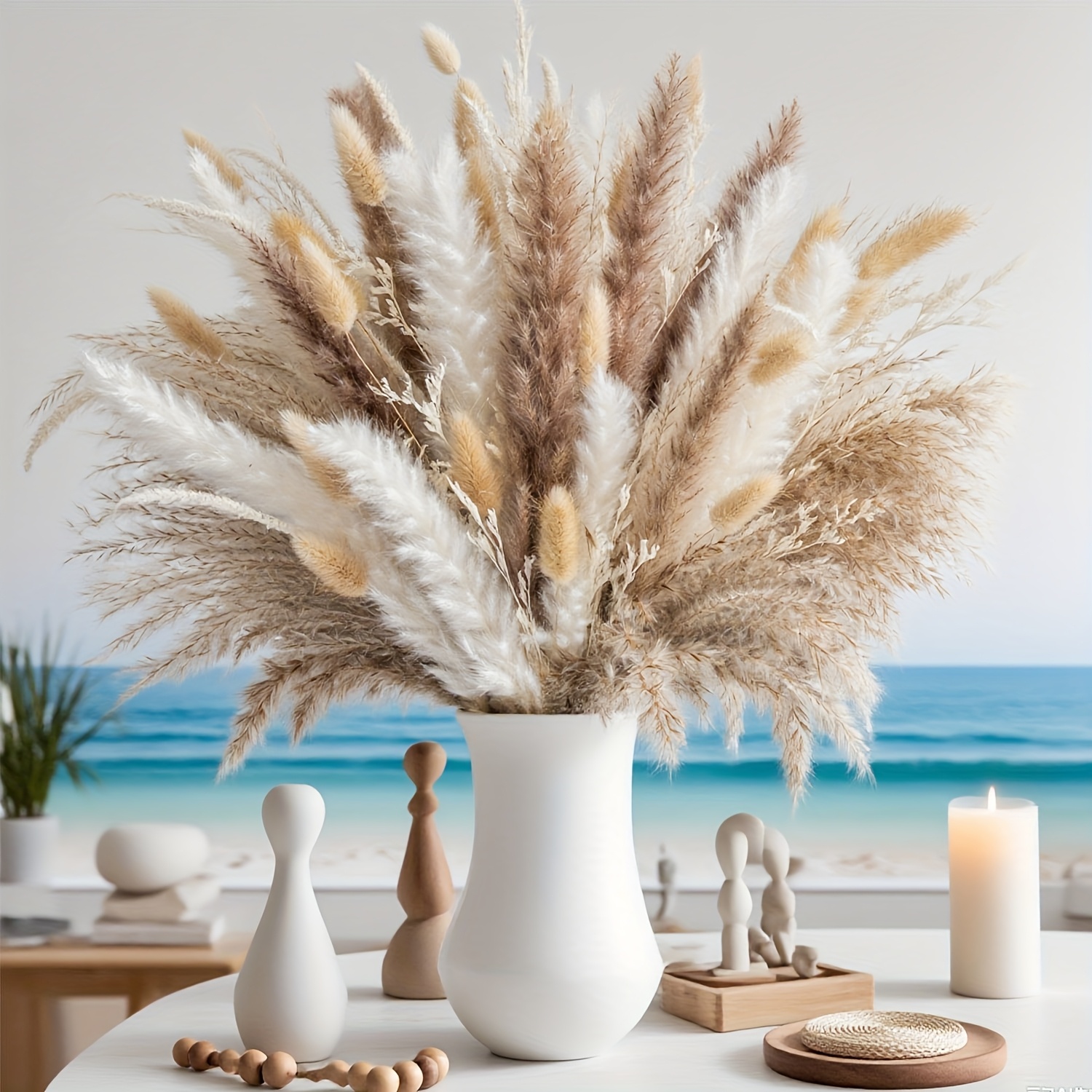 TEMU ramo de lujo bohemio de flores artificiales de de secas, decoraciones de otoño para decoración del hogar, decoración , ramo de 152 piezas de