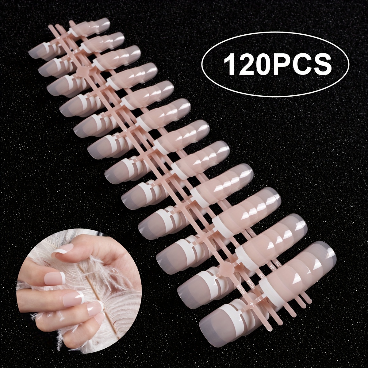 

120pcs Pink French Tip Press-on Nails Set - Short Square, Full Coverage Fake Nails In 12 Sizes For Diy Manicure & Daily Wear - Glossy Finish, Perfect For Women And Girls