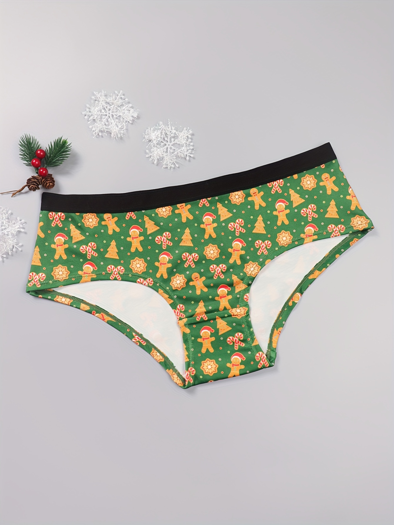 Elk Gnomes Gingerbread Man Print Panties Breathable Comfy Temu