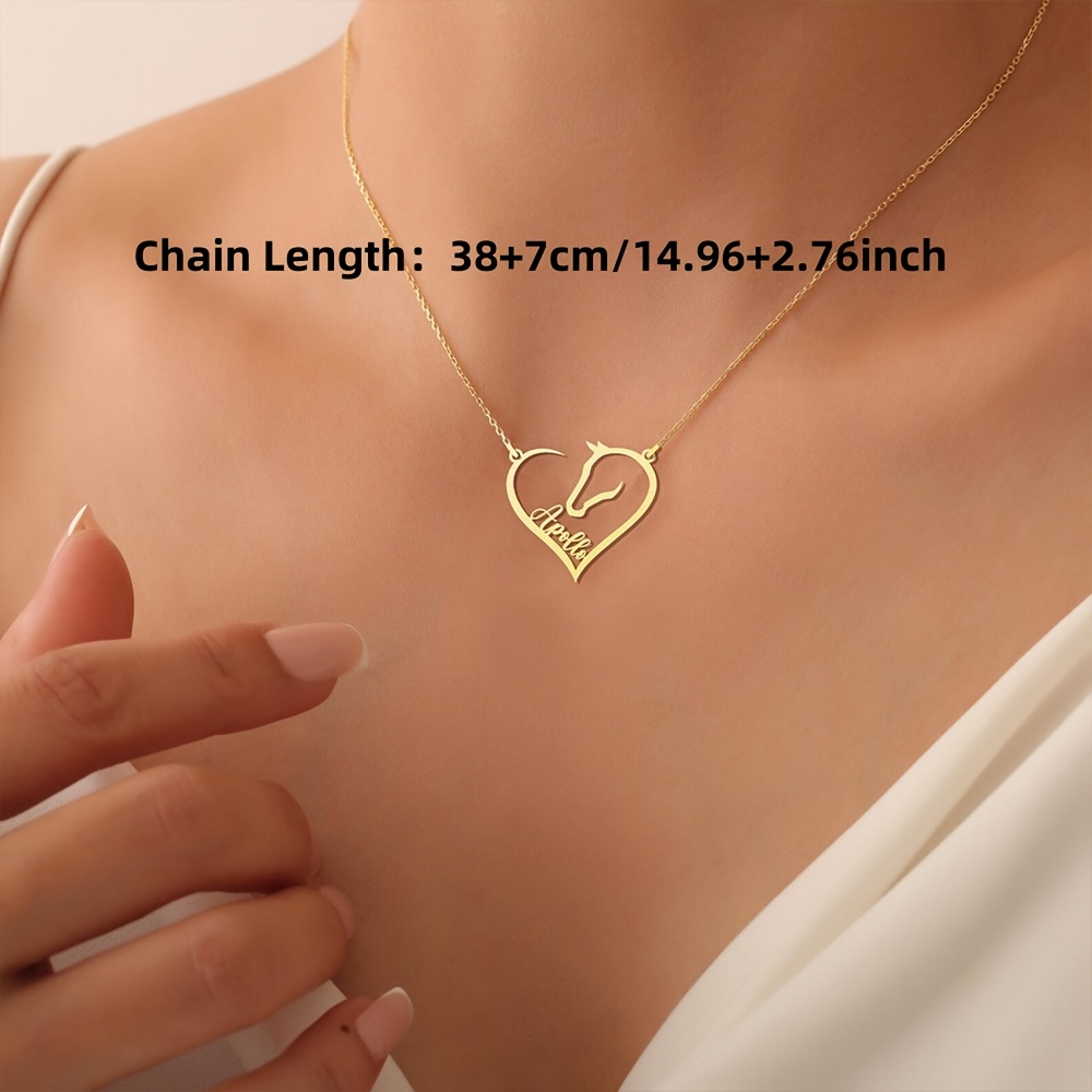 Personalized Stainless Steel Equestrian Name Necklace — Custom Gift