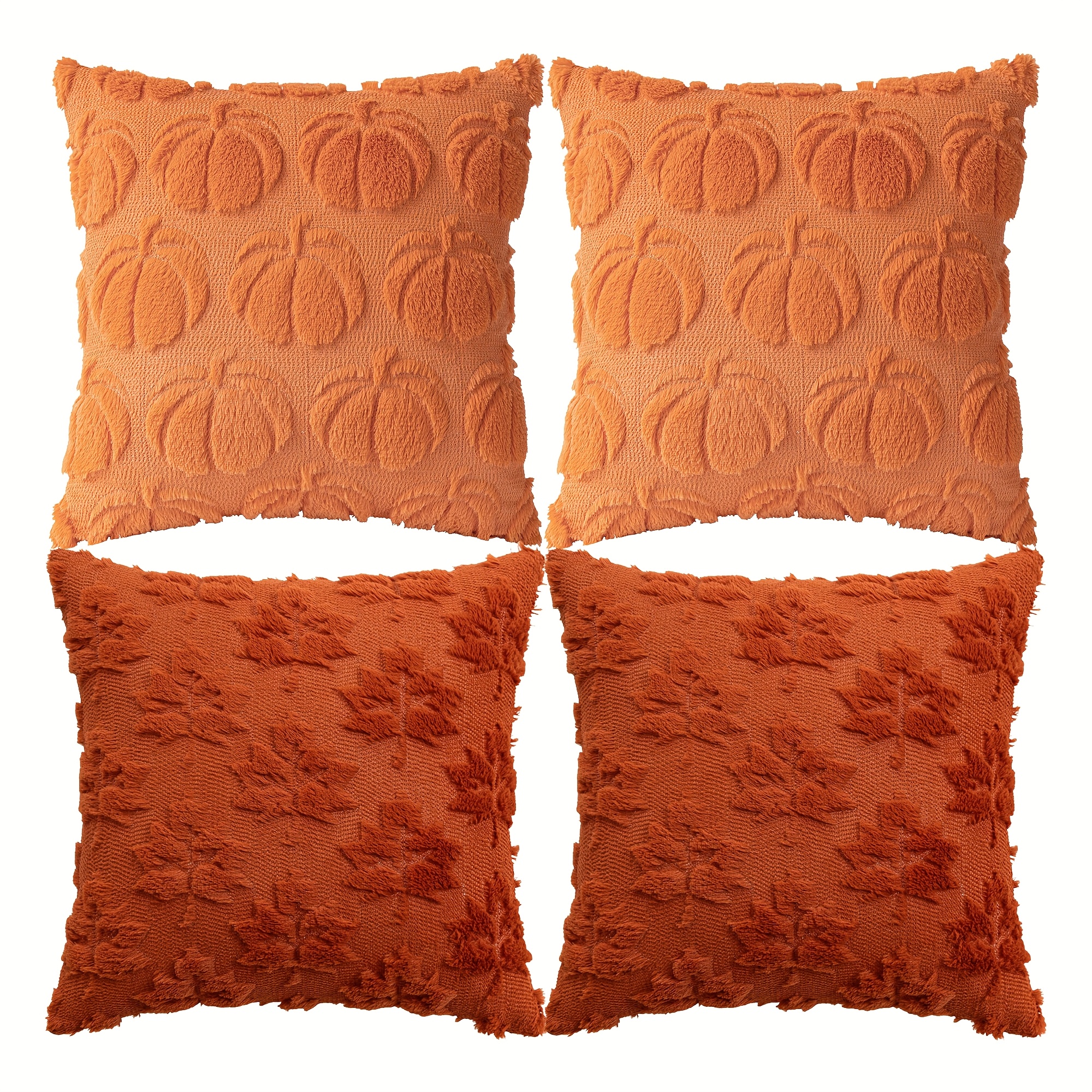 4pcs Set, Maple Leaf Pumpkin Autumn Decorative Pillowcase Combination, 45 X 45cm Soft Pillow Covers, Suitable For Sofa, Living Room, Bedroom, Pillow Inserts Not Included