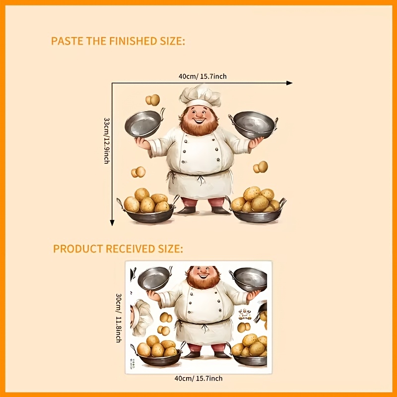 1pc Fries And Potatoes Kitchen Wall Sticker - Removable Self-adhesive Decal With , Dishwasher, Tile, Fridge, And Stove Designs - And Stick Appliance Decor