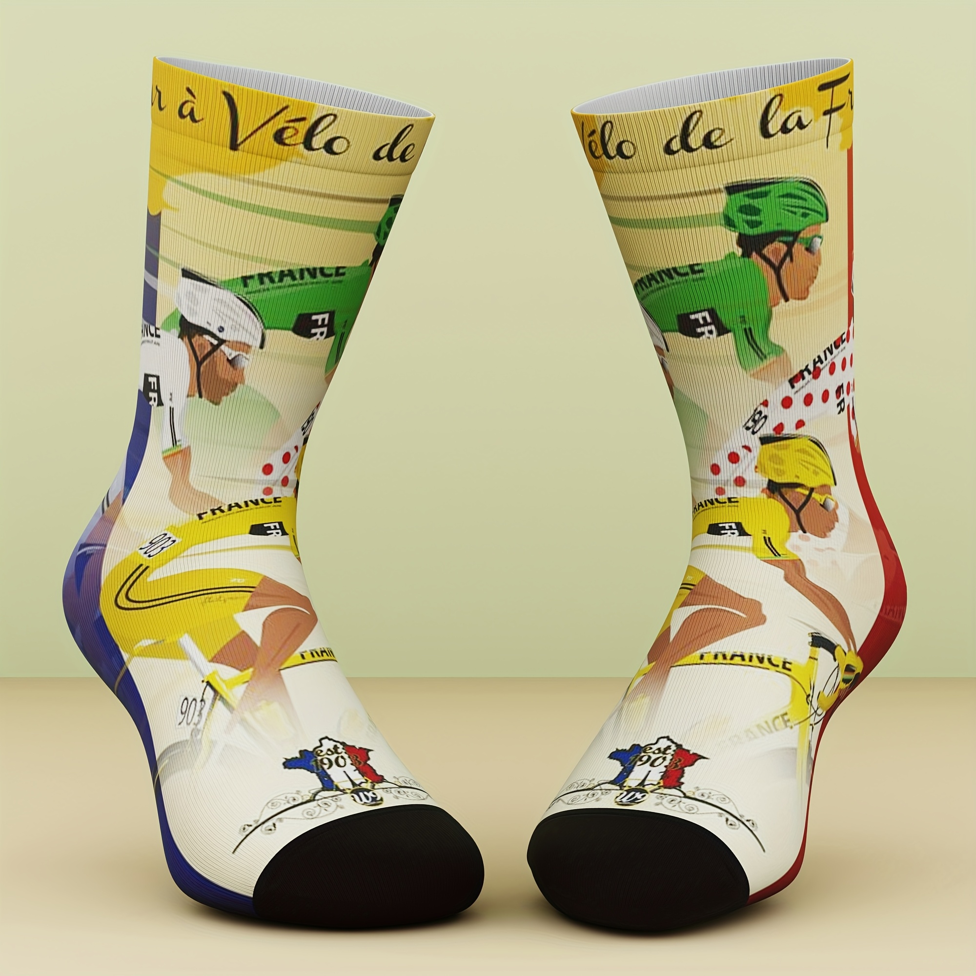 TEMU 1 Pair Of Unisex Socks, Bicycle Sports Pattern, And Unique, Fashionable And Comfortable, Suitable For Outdoor Sports, , 3d Digital Printing ,