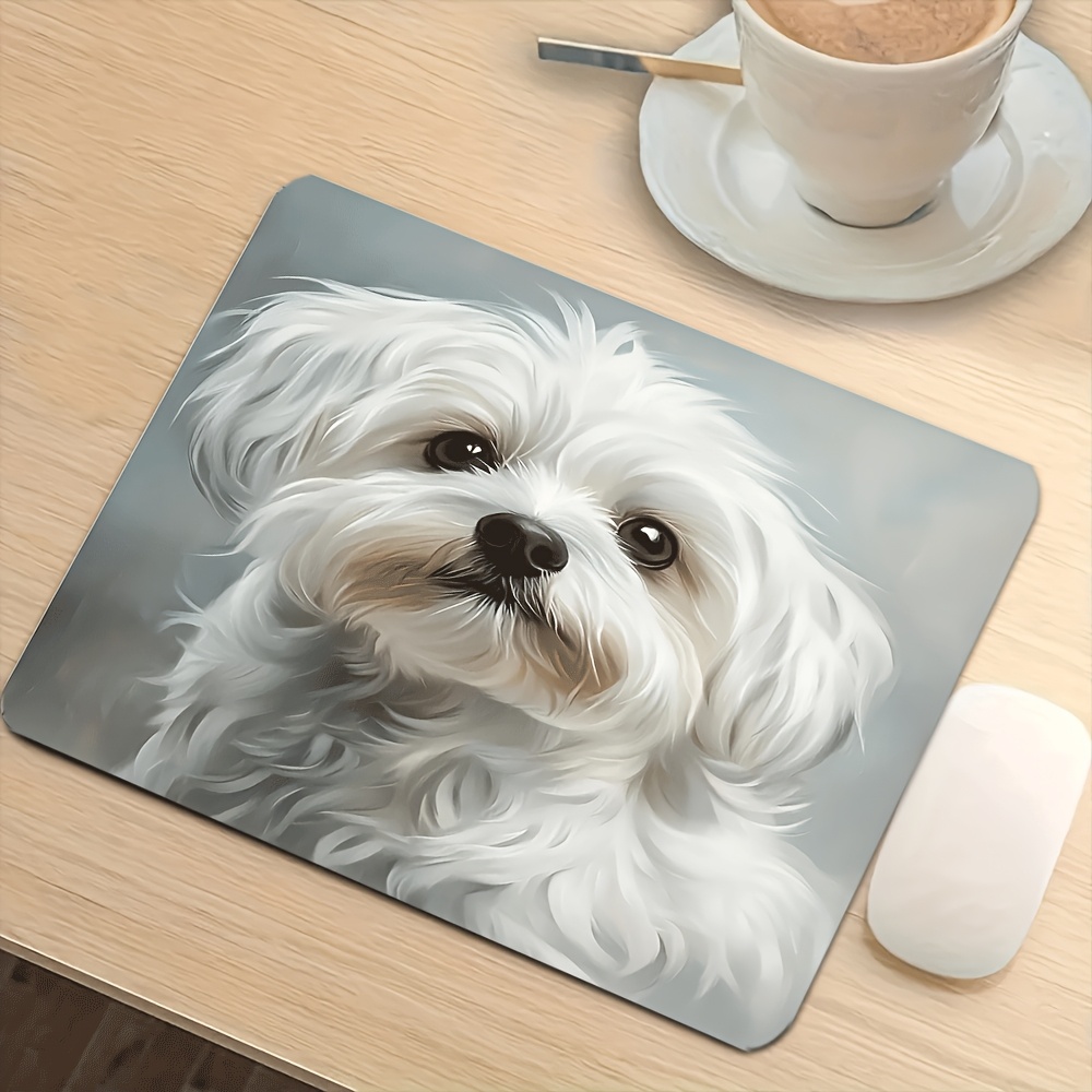 TEMU 1 tapis de souris, tapis de souris gaming chiot blanc, convient pour les fournitures de bureau, bureau d'étude, table d'ordinateur, tapis de