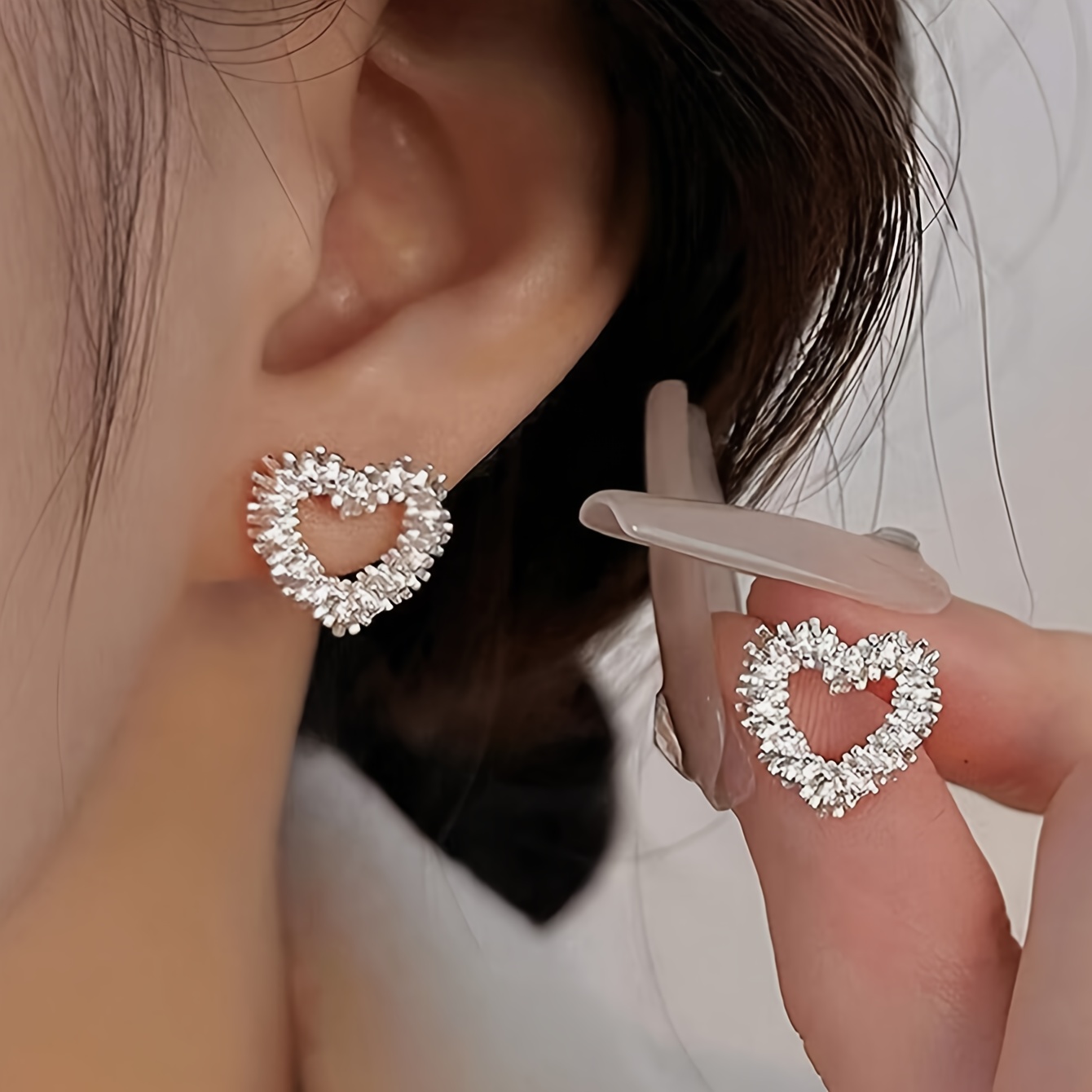 

1pair Vintage Heart-shaped Irregular Stud Earrings, Zinc Alloy With Stainless Steel Posts, No , For & Festival Celebrations, Perfect Valentine's Day Gift For Women