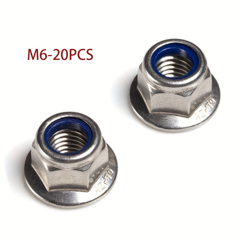 M4 M5 M6 M8 M10 M12 A2 Stainless Steel Din 6926 Hex Flange Nylon Insert Lock Nuts, 18-8 Stainless Steel 304, Bright Finish