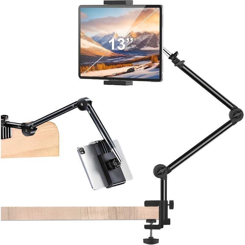 

1pc Adjustable Carbon Steel Monitor Arm Desk Mount, Articulating Extendable And Foldable Bracket For Live Streaming, Bedside Movie Watching, Universal