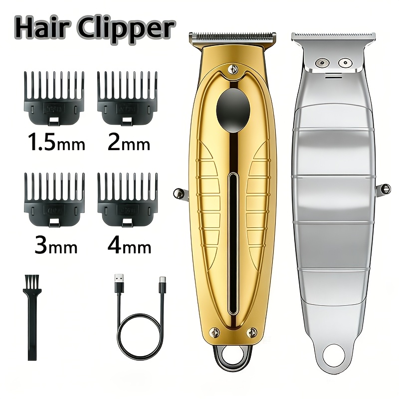 TEMU [popular ] Set Of 7 Professional Black Hair Clipper, Professional Men's Hair Clipper Usb Rechargeable Haircut Kit Portable Trimmer Cuts, Ideal