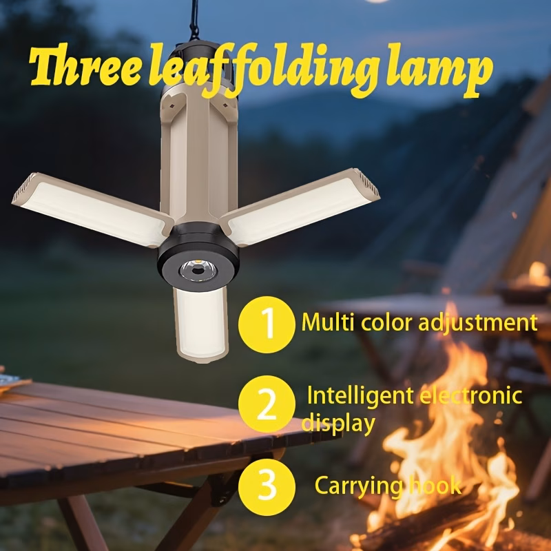 rechargeable led folding camping light usb portable flashlight 360 design with charge display and 6 outdoor hanging tent light suitable for hiking and emergency Product details 2