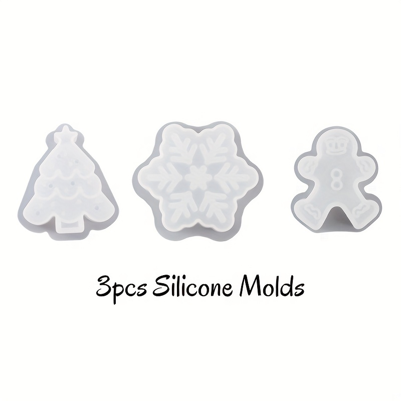 TEMU 3pcs Christmas-themed Silicone Mold Set, Flexible Silicone Molds For Making Holiday Candles And Soaps, Featuring Christmas Tree, Snowflake,