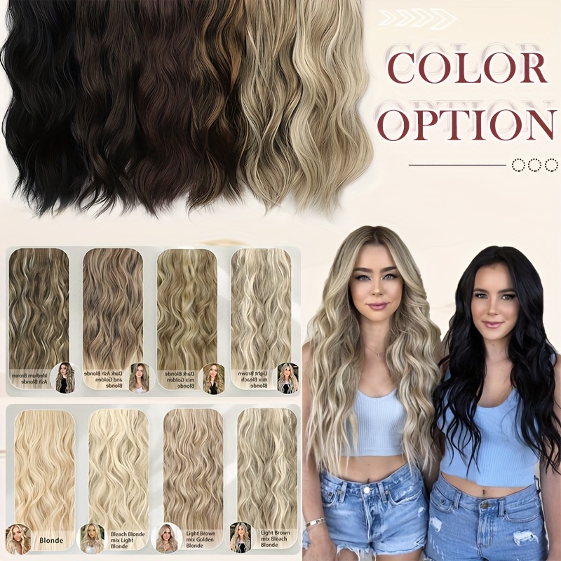 s noilite invisible wire hair extensions with transparent wire adjustable size with 4 secure clips synthetic hair piece long wavy secret headband hairpieces for women 20 inch ombre brown highlight details 0