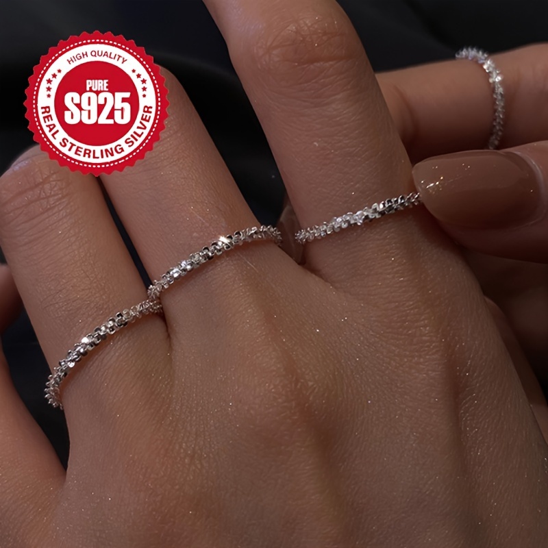 Classic Style Shimmering Soft Chain Ring in S925 Silver