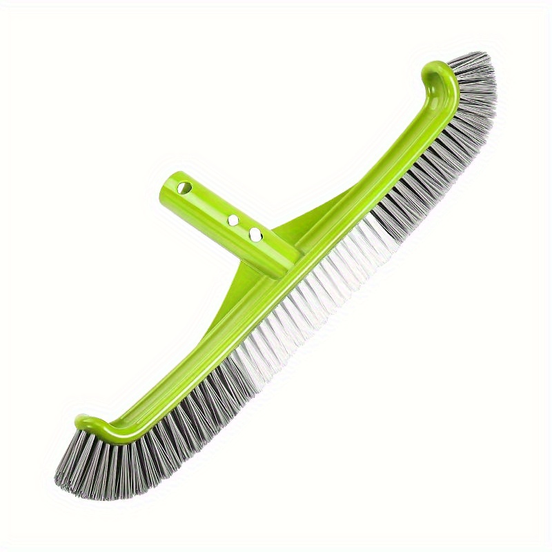 Image of Green Gray Pool Brush With Ez Clip, Ideal For Cleaning Pool Walls, Floors, Corners, Steps, And Tiles In Pools, Spas, And Bathrooms