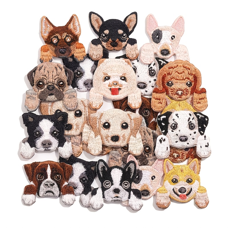 TEMU 24 Parches Bordados Surtidos de de Perros, Apliques para Planchar/Coser para Ropa, Mochilas, Chaquetas, Decoraciones Artesanales