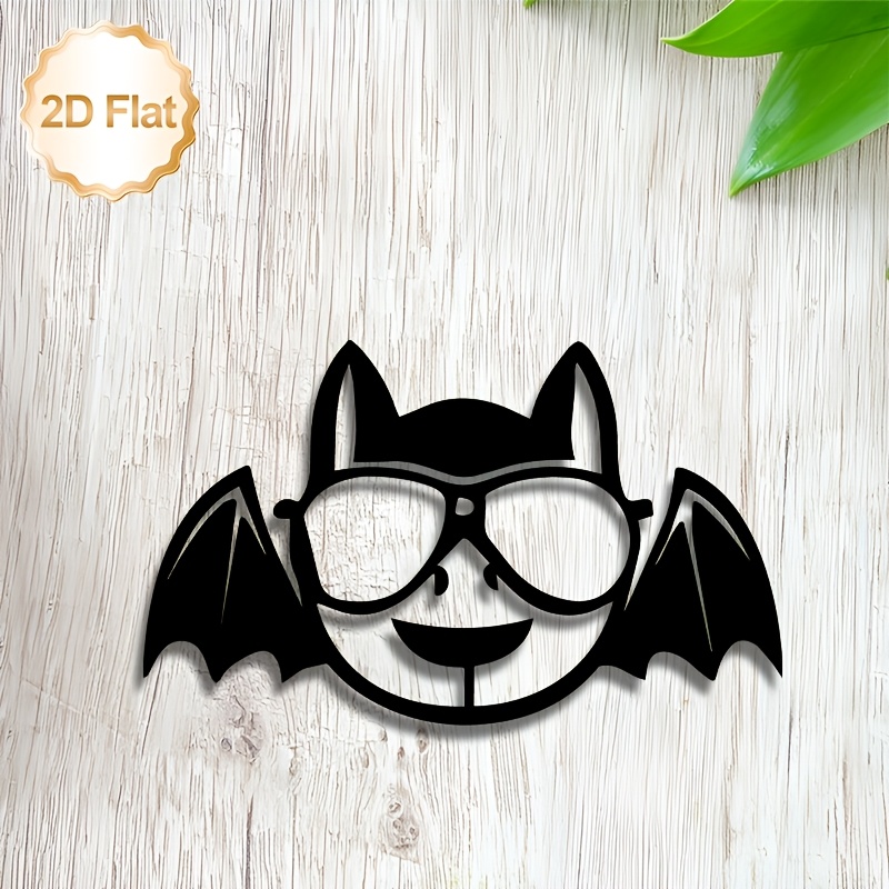 item picture 2d flat 2d flat 1pc statue wall decor metal   decor cool bat with fashion glasses ideal for living room bedroom dining room   shop wall decoration 2d flat