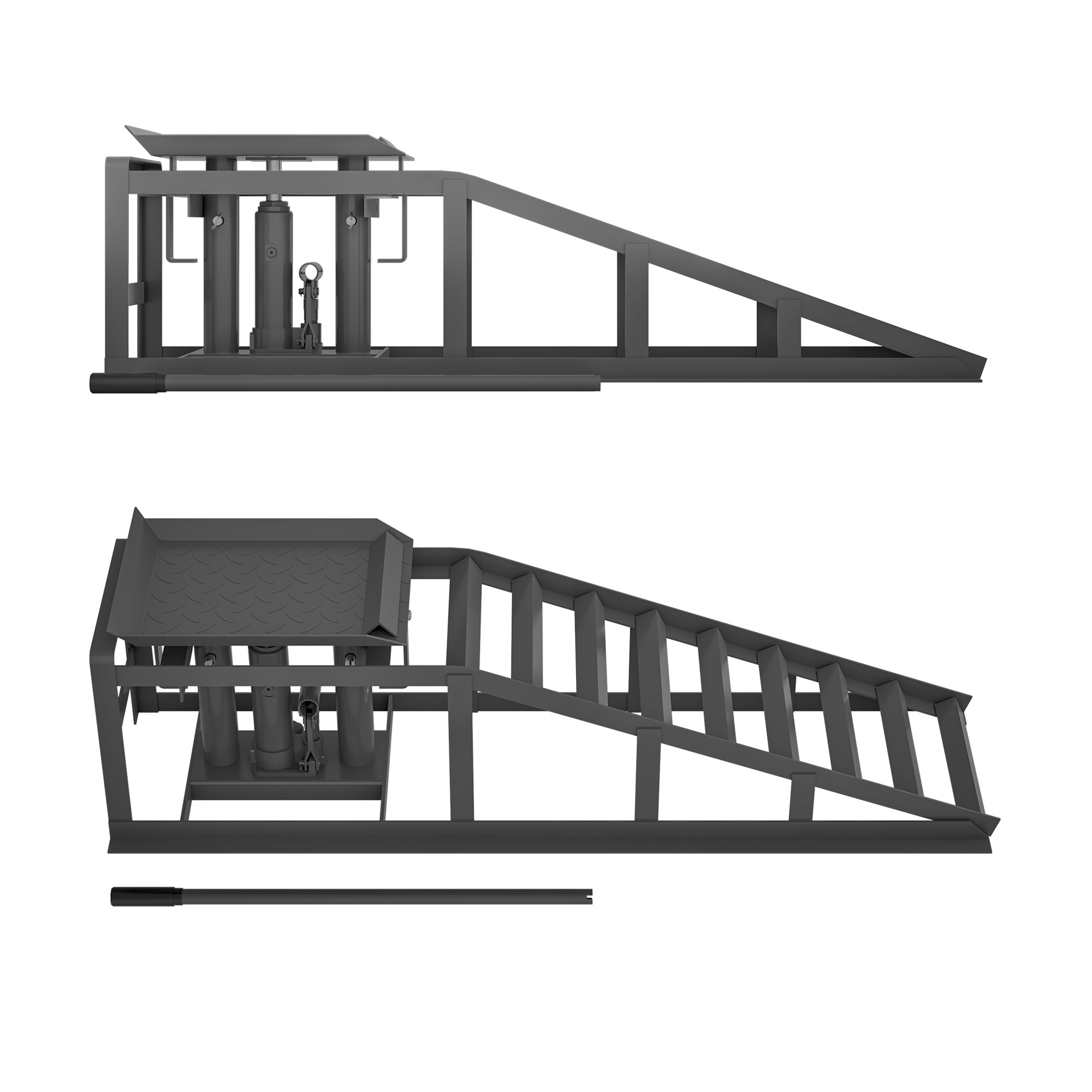 Image of 2 Adjustable Height Car Crash Ramps, Car Jack Ramps, Suitable For Car Repair, Gray
