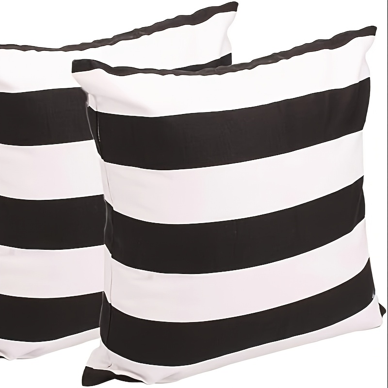 

2pcs Modern Striped Throw Pillow Covers, Hypoallergenic Polyester, Machine Washable, Zipper Closure, Woven Decorative Cushion Cases For Sofa, Bed, Car, And Room Types - 18x18 Inches
