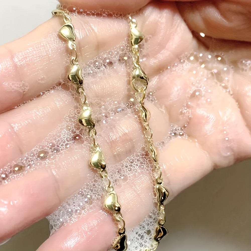 1 Stainless -to-heart Polished Anklet For Women, Suitable For Seaside Leisure And Vacation, Number Of Hearts Is Random
