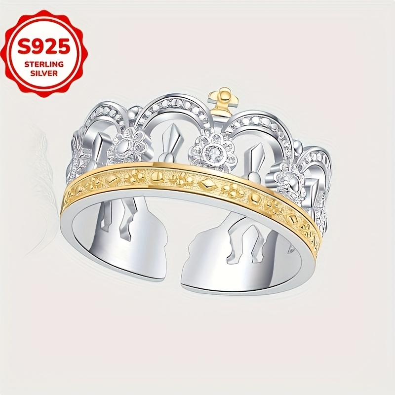 Women's 925 Hypoallergenic Sunflower Crown Adjustable Ring