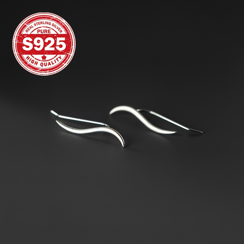 1 pair s925   line ear hooks minimalist sporty design   daily wear fitness ideal gift for women fitness accessories sporty earrings s925 silver earrings for Product details 3