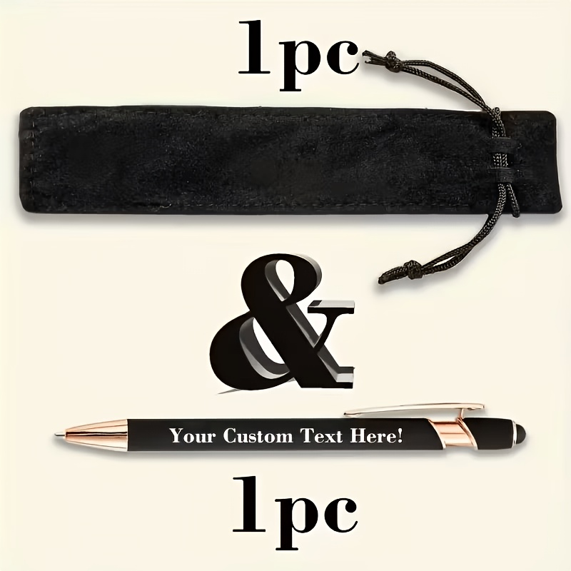 TEMU Lot de 2 stylos à bille ronds gravés sur mesure - 1 stylet retractable pour écran tactile avec clip de poche, plusieurs couleurs disponibles -