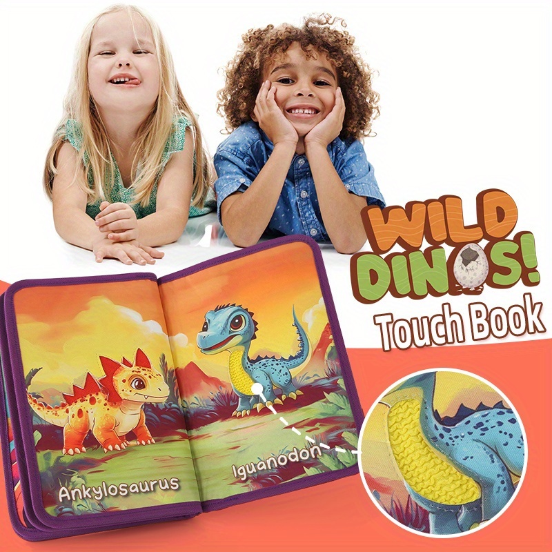 Baby Dino Touch Book Soft Fabric Lifelike Animal Illustrations