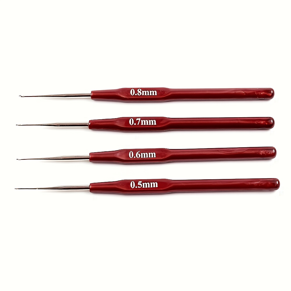 TEMU A Set Of 4 Crochet Braiding Tools, With Hooks Sized 0.5/0.6/0.7/0.8mm, Suitable For Braids And Dreadlock Tool Kits