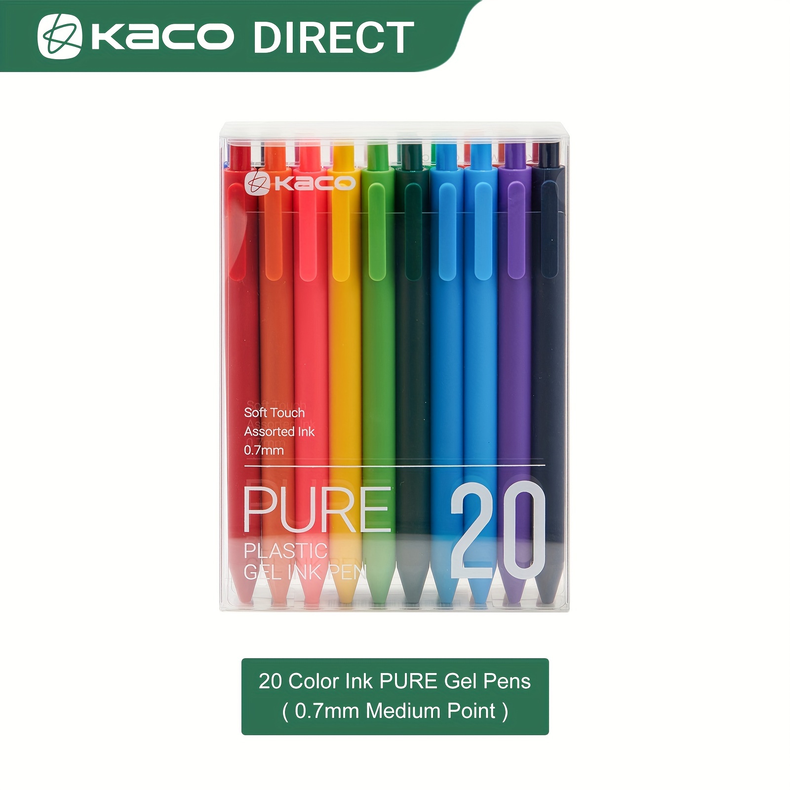 

Kaco Pure 20 Pieces Gel Pens Assorted Color Ink, 0.7mm Medium Point, Aesthetic Cute Stationery Pens For Journaling Note Taking Pens Christmas Holiday Gifts Idea
