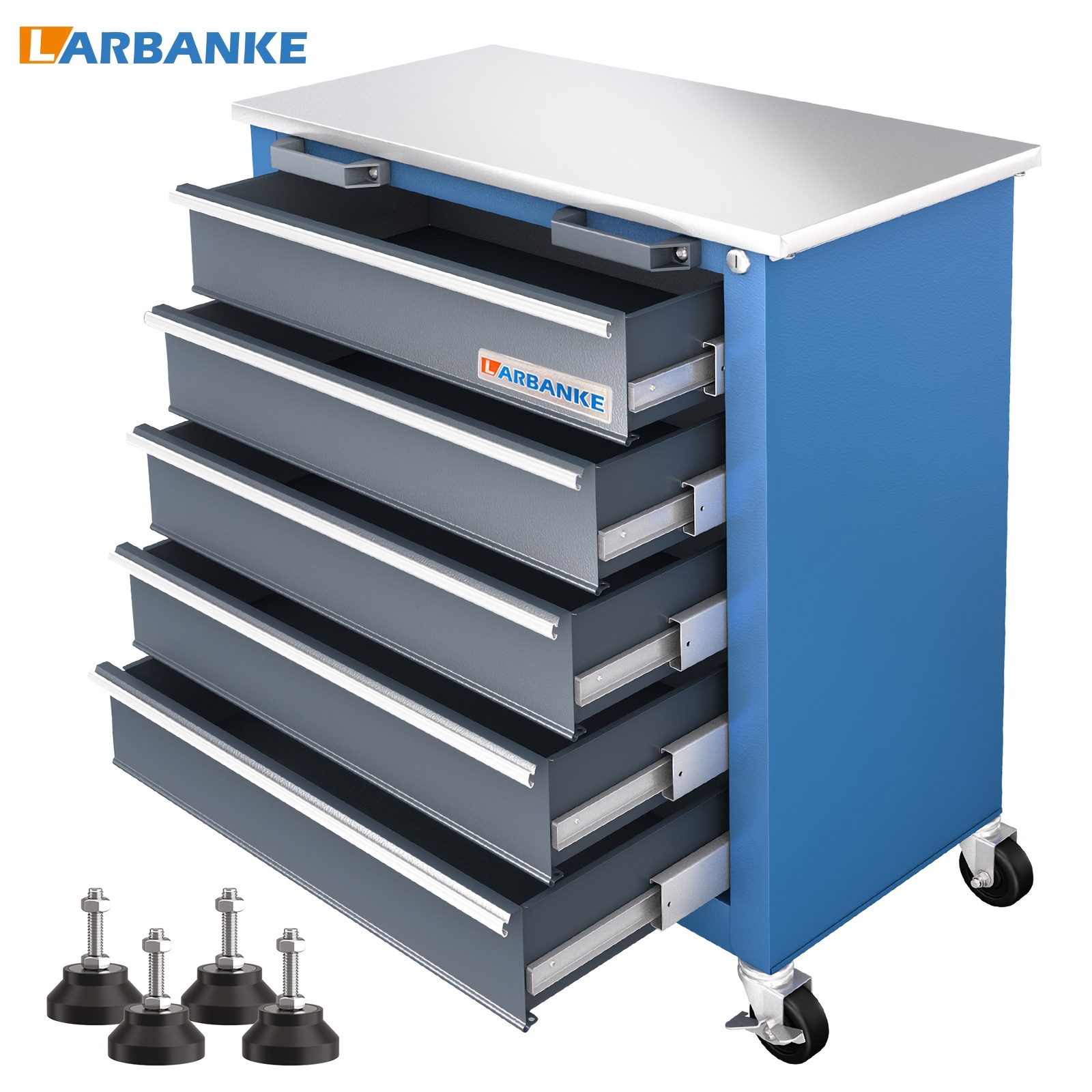 5-drawer Rolling Tool Cabinet, Wheeled Tool Cabinet With Link And Drawer Pad, Tool Cabinet With Locking System, Combined Into A Large Cabinet Kit, Suitable For Home Garages