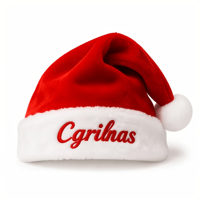 TEMU Chapeau de Noël en peluche personnalisé avec broderie privée de nom, cadeau d'accessoire de fête de Noël pour de famille, fête , événement de