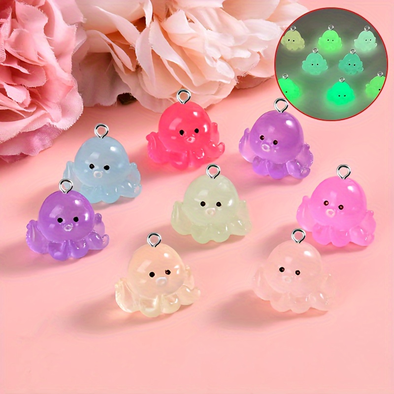 

10-pack Resin Octopus Charms, Glow In The Dark 3d Marine Animal Pendants For , Earrings, Necklaces, Keychains