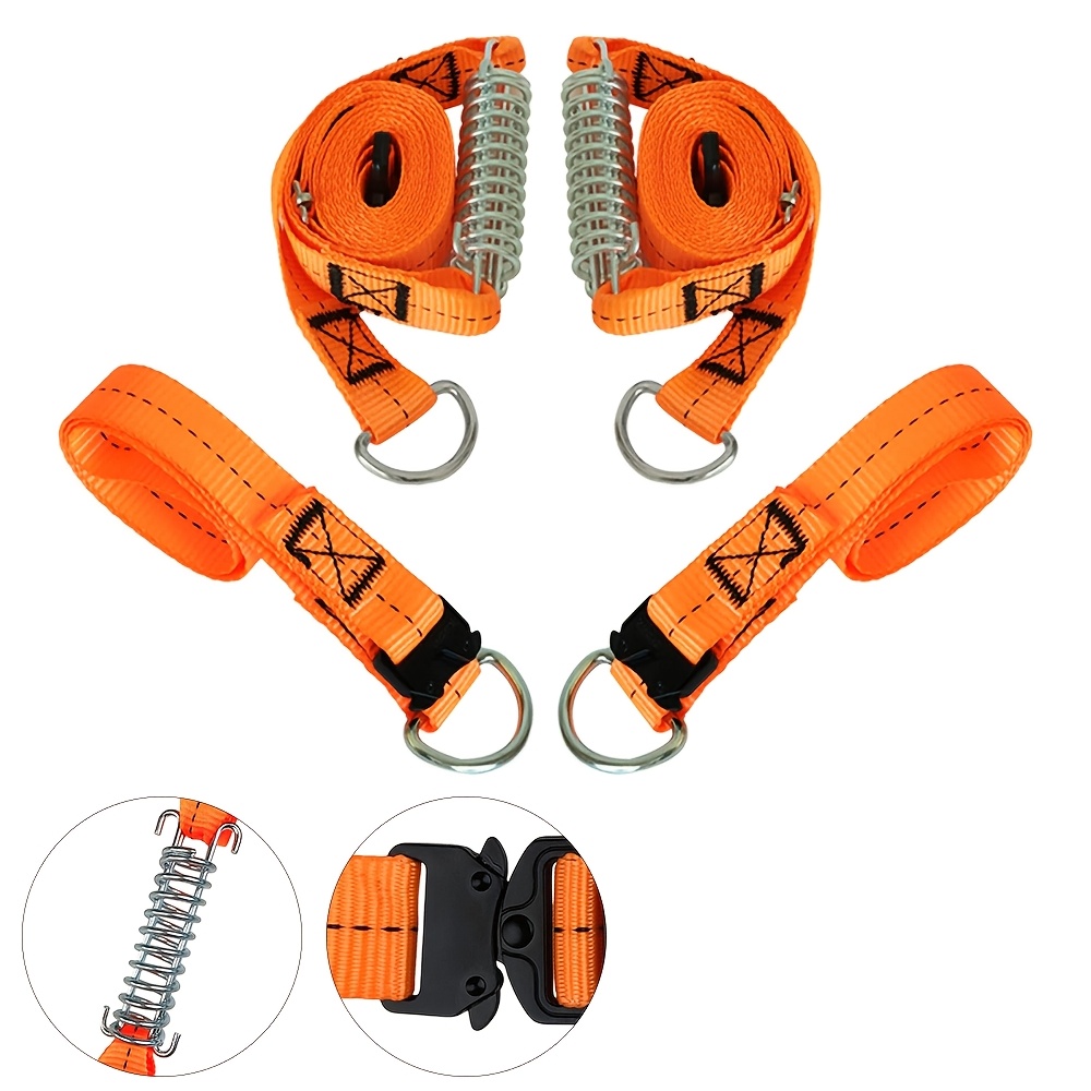 Image of 4pcs Tent Guy Line And Strap Set: Outdoor Tent Guy Line Set, Trampoline Anchor Set, And Rv Awning Guy Line Set; Rv Awning Straps And Tension Straps