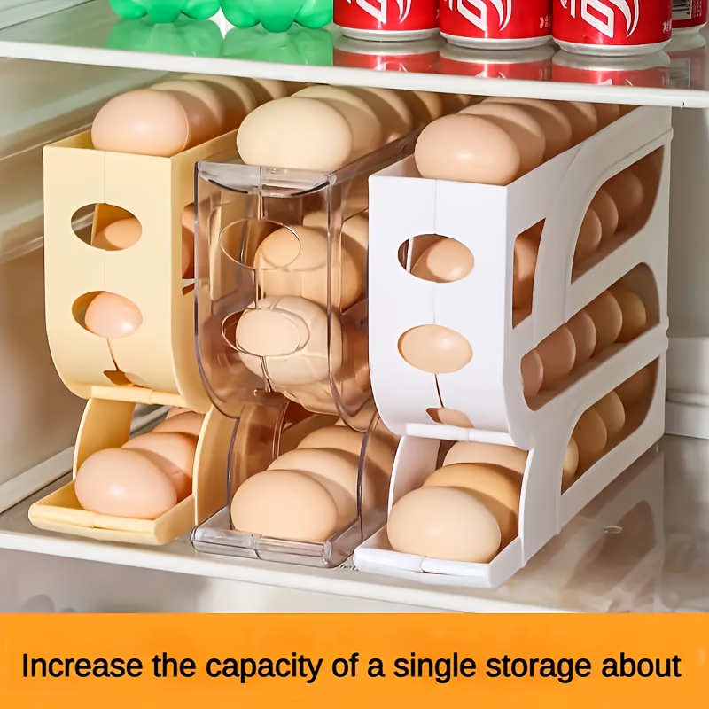 

-chic 3-tier Sliding Egg Holder - Space-saving, Anti-drop Acrylic Kitchen Organizer For Refrigerator