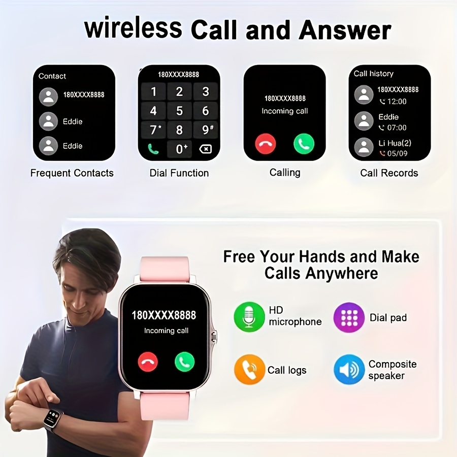 Montre Connectée 1,83 Pouces pour Femmes/Hommes, Plus de 100 Modes Sportifs, Compatible Android et IOS, Montre Légère, Écran Tactile Fluide, Bracelet en Silicone, Compagnon d'Exercice, Surveillance de la Santé/Notifications/Compteur de Pas/Calories/Activité, Appareil Connecté Moderne, Tracker