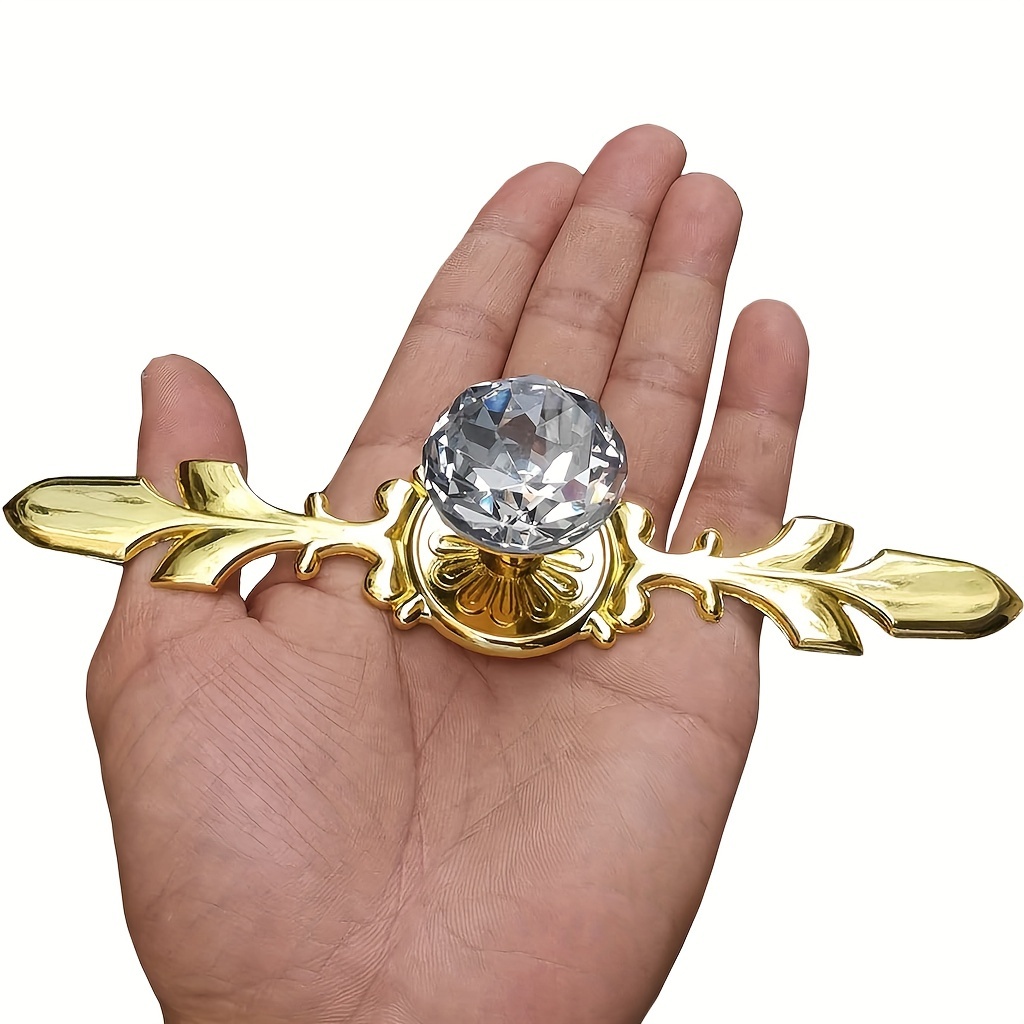 6 pack golden crystal glass decorative knobs - Temu