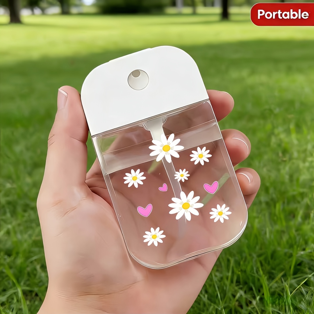 TEMU 1pc Portable Card-shaped Press Spray Refill Bottle, Small Daisy And Print - Transparent And Reusable, Ideal For Travel, Suitable For Perfume,