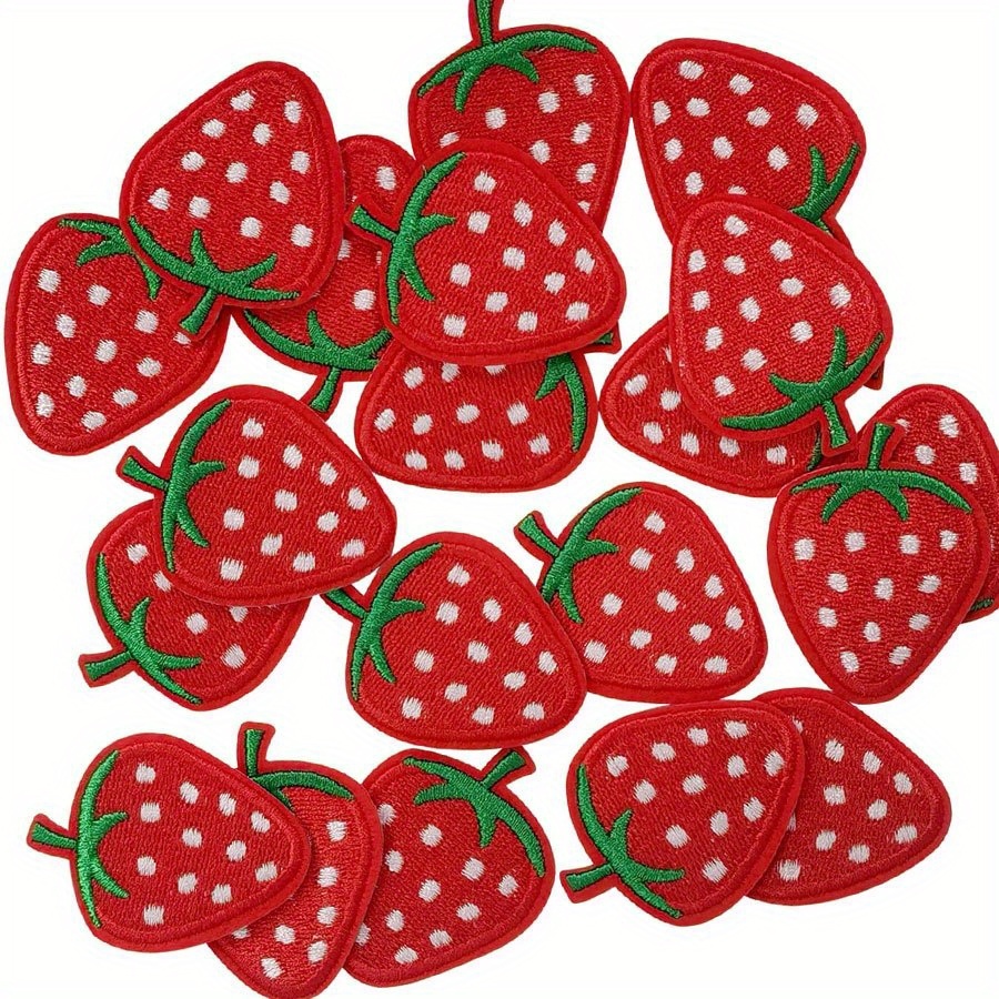 TEMU 30 Iron-on , Strawberry Embroidered Appliques, Suitable For Clothing, Dresses, Hats, Socks, Jeans And Additions