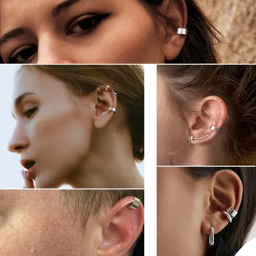 2pcs Minimalist Hip Hop Stainless Steel Non-Pierced Ear Clips