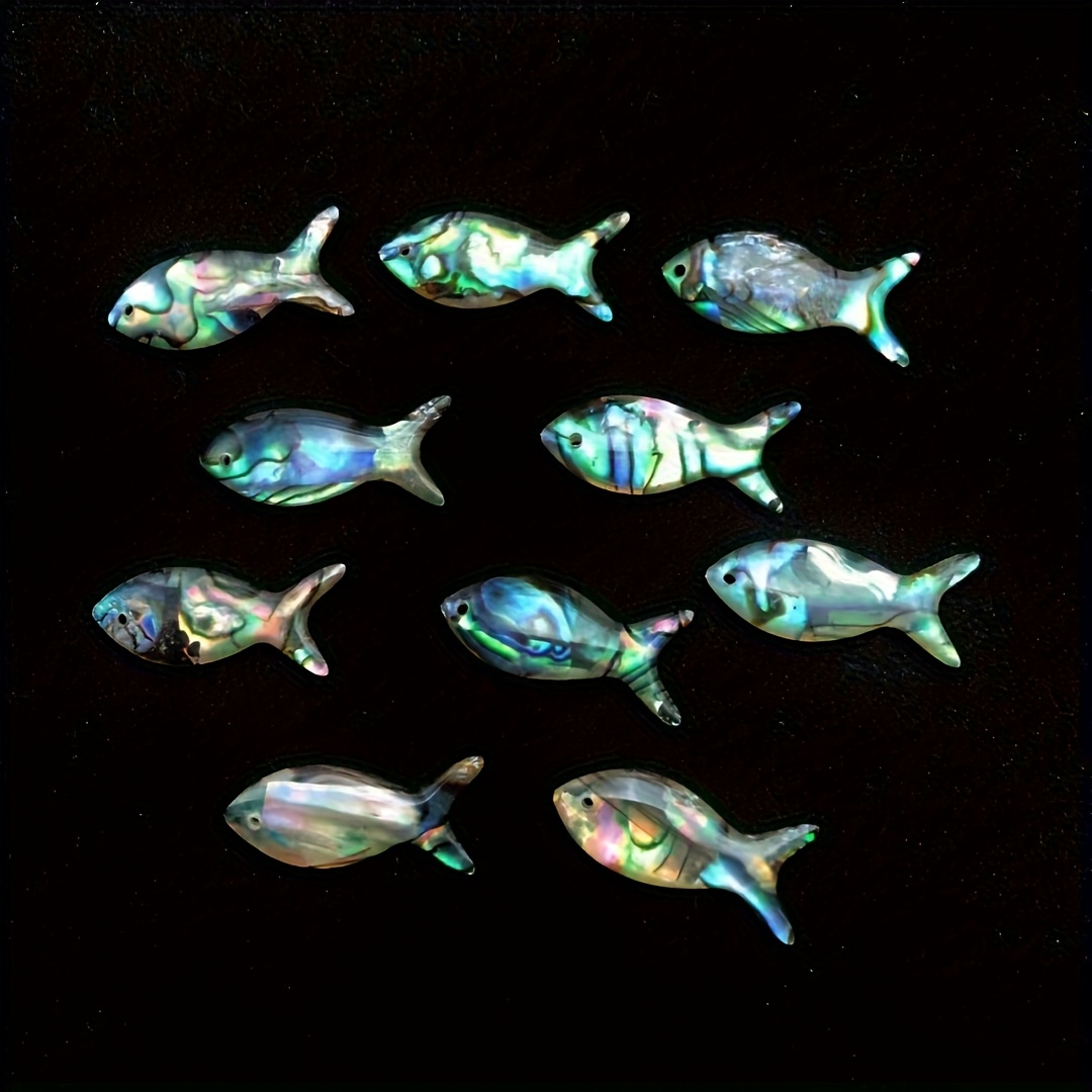TEMU 10pcs 26X10Mm Perles de Poisson Double Face Transparente Couleur Breloques Pendentifs de Bijoux pour Artisanat, Boucles d'Oreilles, , Ajouts