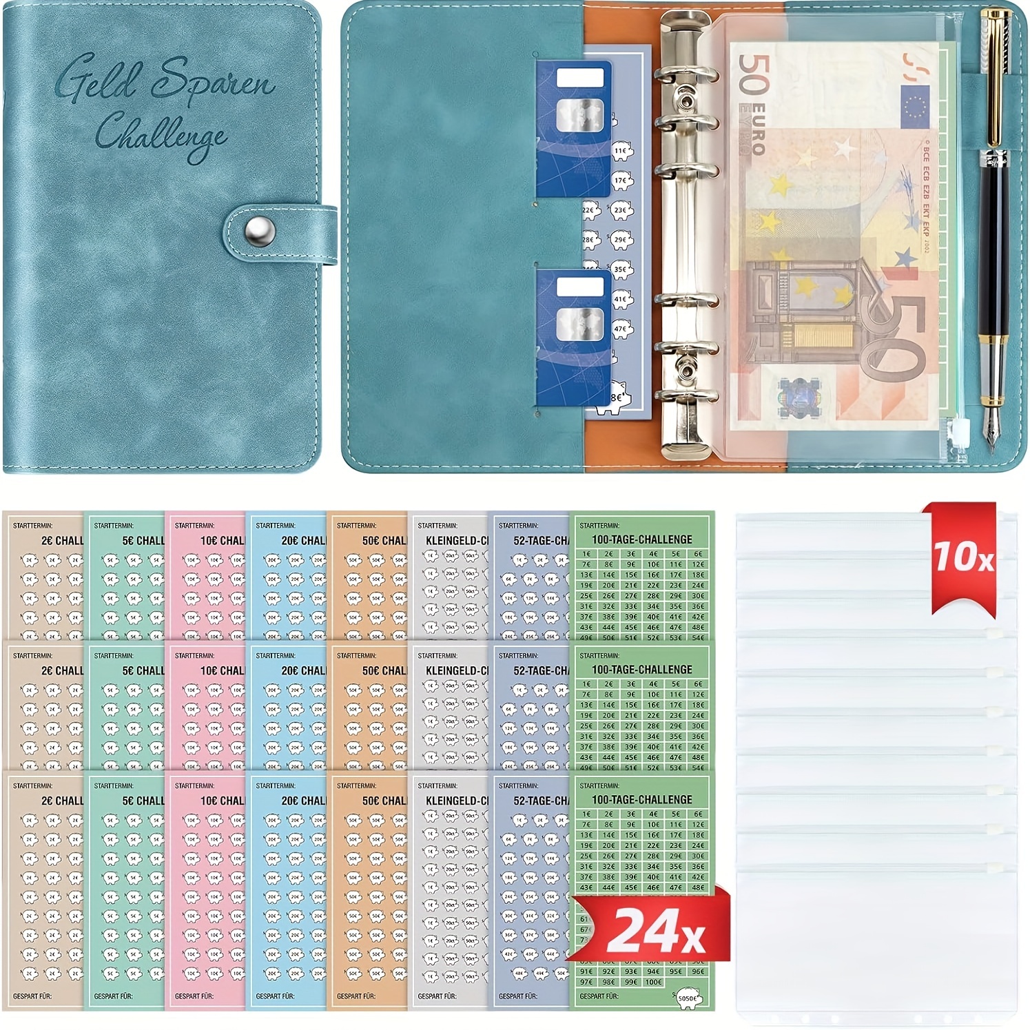 

8 German Budget Planner Challenges (24pcs) - Save Money With Traditional Budget Planner Challenges In 8 Different Sizes