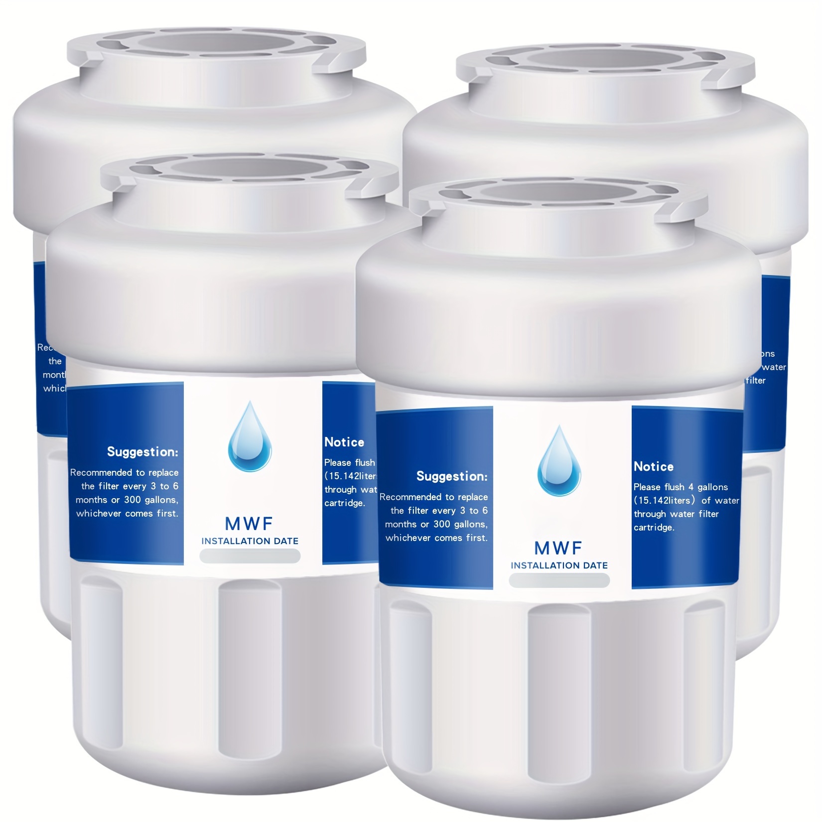 

4 Pcs Refrigerator Water Filter, Adapted To Mwf, Mwfa, Mwfp, Gwf, Gwfa, 9991, 9996, 9905 Water Filter Replacement