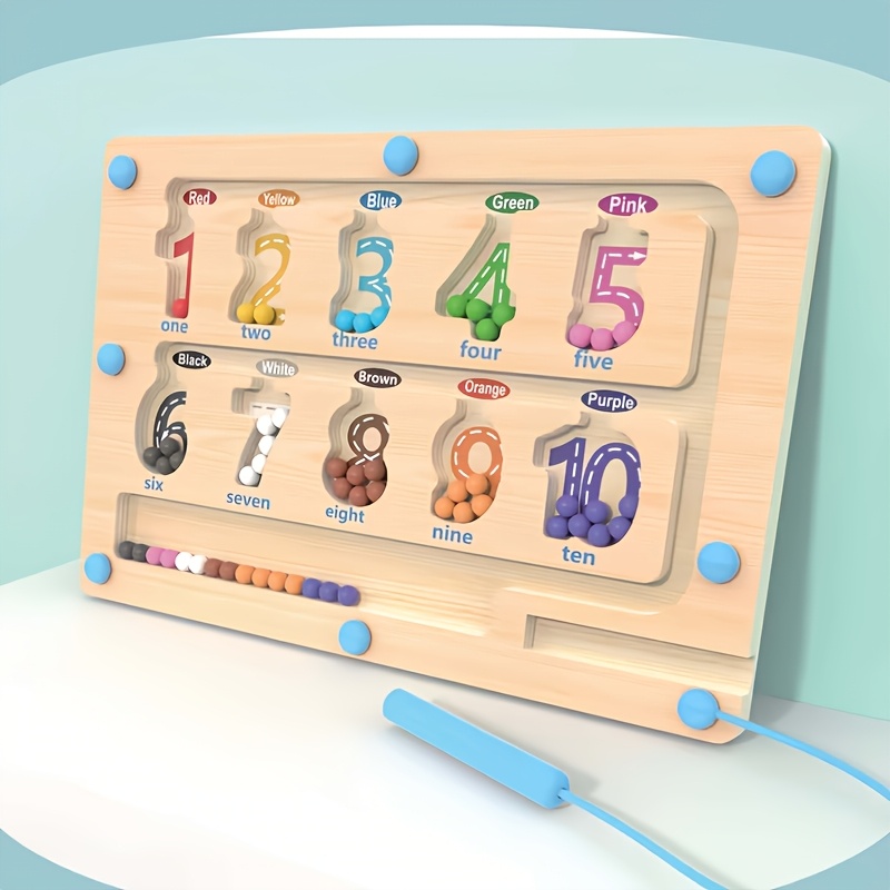 Durable Magnetic Wooden Letter & Number Maze Toys - -themed Learning Game With Magnetic , Color Sorting Activity Suitable For Kids' Fine Motor Skills Development, Counting Practice, Gifts For And
